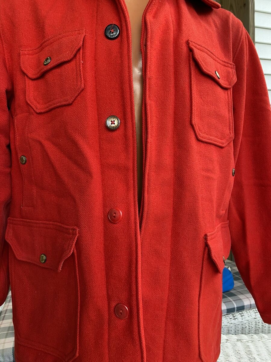 Vintage 1950s Red Woolrich Woolen Mills PA Men's Jacket Coat Vintage 1950s Red Woolrich Woolen Mills PA Men's Jacket Coat