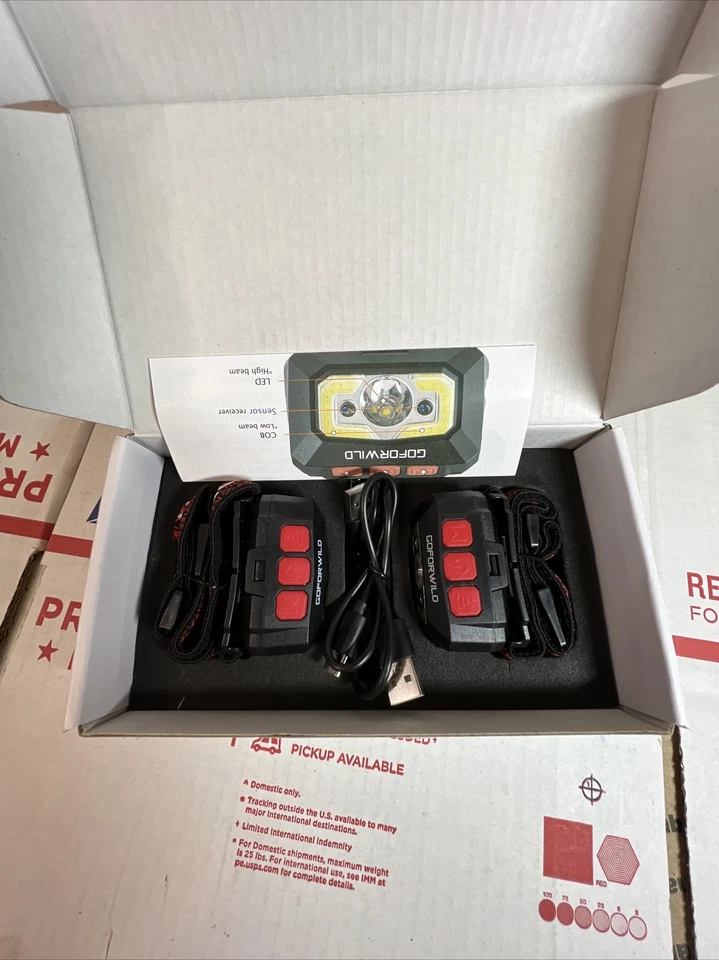 Pack de 2 Faros Recargables 500 Lúmenes Blanco Cree Led Lámpara de Cabeza con Luz Roja Foto 2 de 3