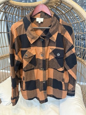 Perch by Blu Pepper Orange Plaid Buffalo Print Shacket Sz 3XL | eBay