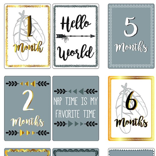 2x 12pc The Peanutshell Boho Reversible Baby Milestone Card 18cm Cardboard Props - Picture 3 of 3