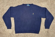 90s Chaps Ralph Lauren Sweater Mens Large Blue Heavy Knit Hand Framed Vintage