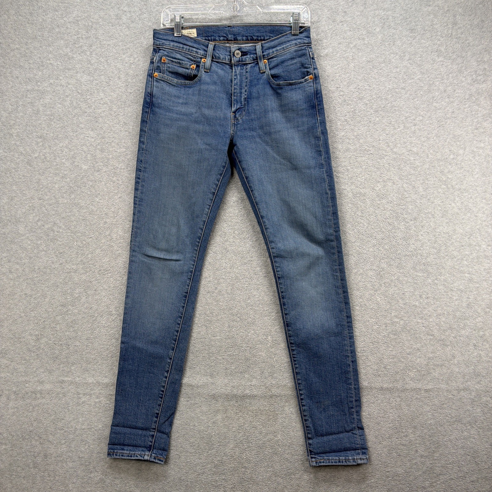 S 29x32 Blue Denim Pants Skinny Taper Stretch Flex Big E