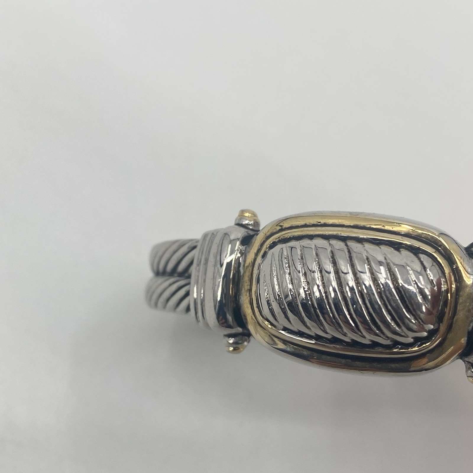 Cable Hinge Bangle Bracelet Two-Tone Silver  Tarn… - image 3