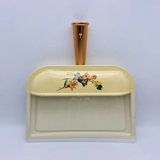 Vintage Dust Pan Flowers Floral Copper Hanging Metal w/ Rubber Edge 60s 70s