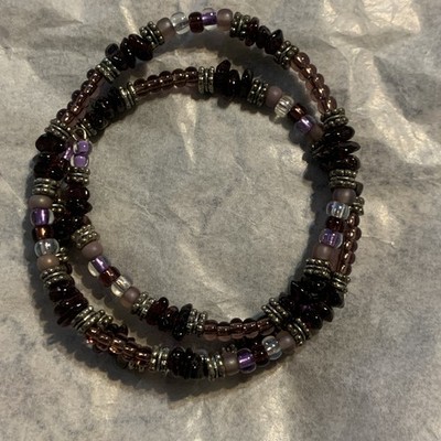 Vintage Pretty QVC Amethyst Beaded Wire Wrap Bracelet Never Worn New