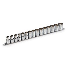 STEELMAN PRO 15-Piece 1/2-Inch Drive Shallow 6-Point Metric Socket Set, 78306