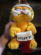 Vintage Garfield Christmas Plush Santa Hat 1981 Stuffed Animal Stuff It Stocking