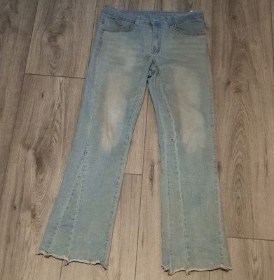 Herren Flared Jeans Denim Blau helle Waschung  Five-Pocket M