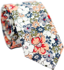 Cotton Floral Tie for Men, Skinny Flower Necktie for Wedding, Party, Activities,