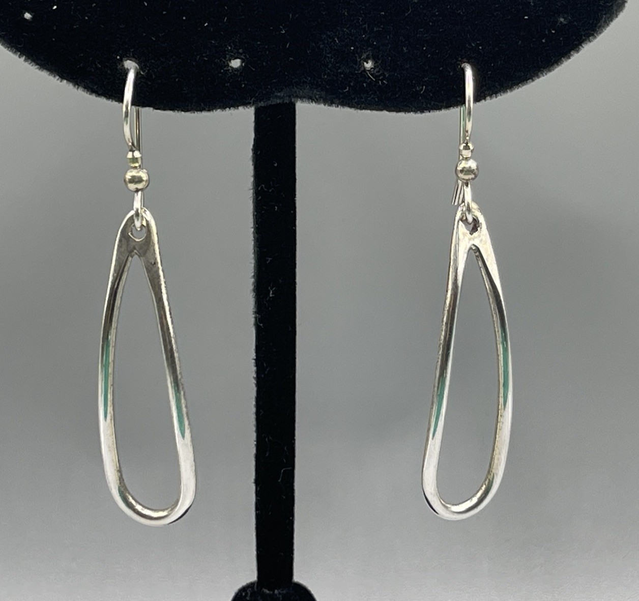 Handmade sterling silver long loop dangle earring… - image 1