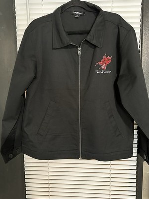 BrandMakers Group Men's Black Red Dragon Embroidered Bomber Zip Jacket S
