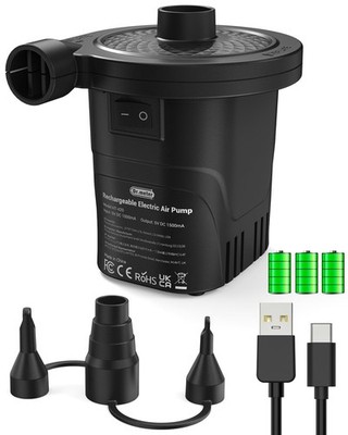 Dr.meter Air Pump for Inflatables, Rechargeable 4000mAh Battery Air Mattress