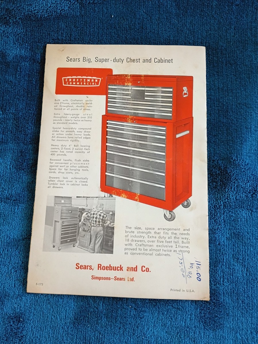 Vintage 1975 Sears Craftsman Tool Chests and Cabinets Owners Guide