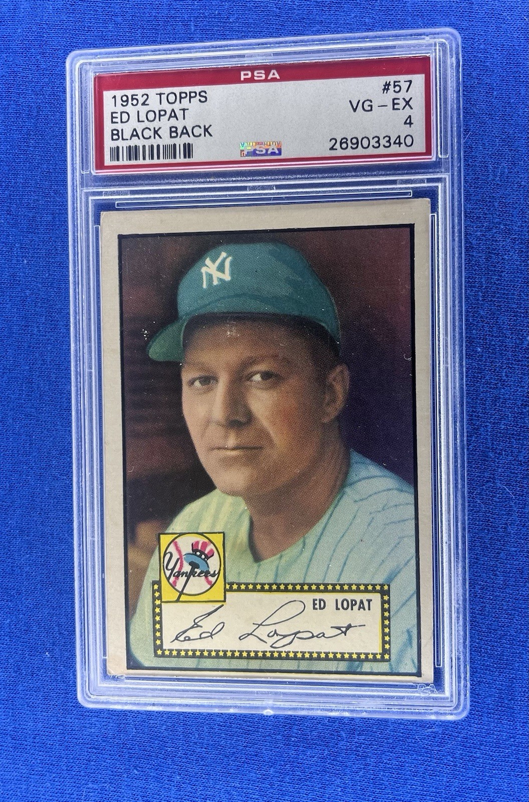 1952 Topps Ed Lopat Black Back #57 PSA 4