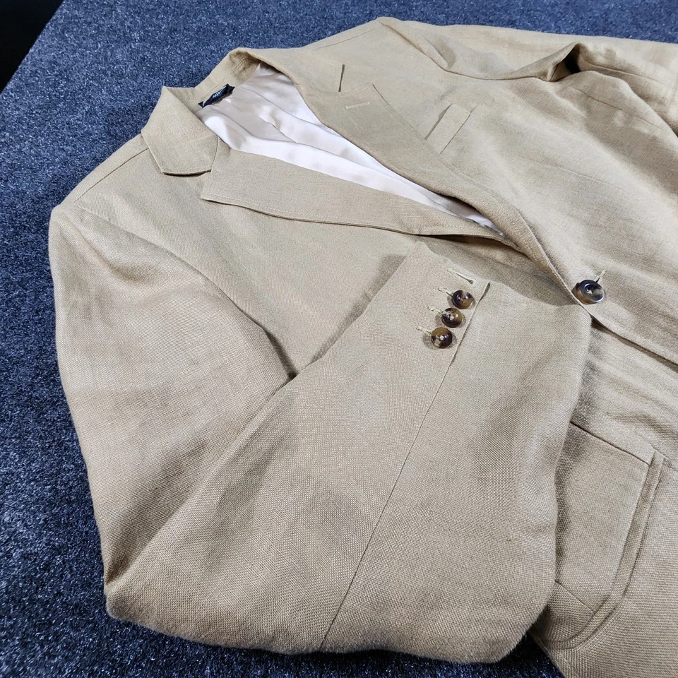 L.L. Blazer Bean Para Hombre Talla 40R Mezcla de Lino Tostado Traje Chaqueta Abrigo Deportivo 2 Botones Foto 2 de 4