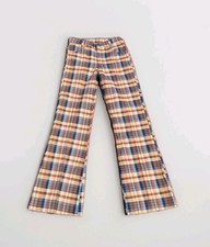 Vintage 70s Levis Plaid Flare Bell Bottoms Big Capital E 27" Waist 1970s