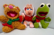 Vintage 1987 Muppets Baby Miss Piggy Fozzie Bear and Kermit Plush Bundle