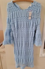 NY & Company Women's Midi Dress. Sz.M Light Blue Vintage Y2K Lace