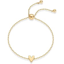 Gold Plated Matching Heart Solitaire Bracelet Set for Women, Adjustable