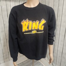 Sudadera negra KING gráfica cuello redondo para hombre XL pulóver ropa de calle