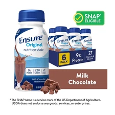 Ensure Original Nutrition Shake, 9g Protein, Milk Chocolate, 8 fl oz - 6 Pack