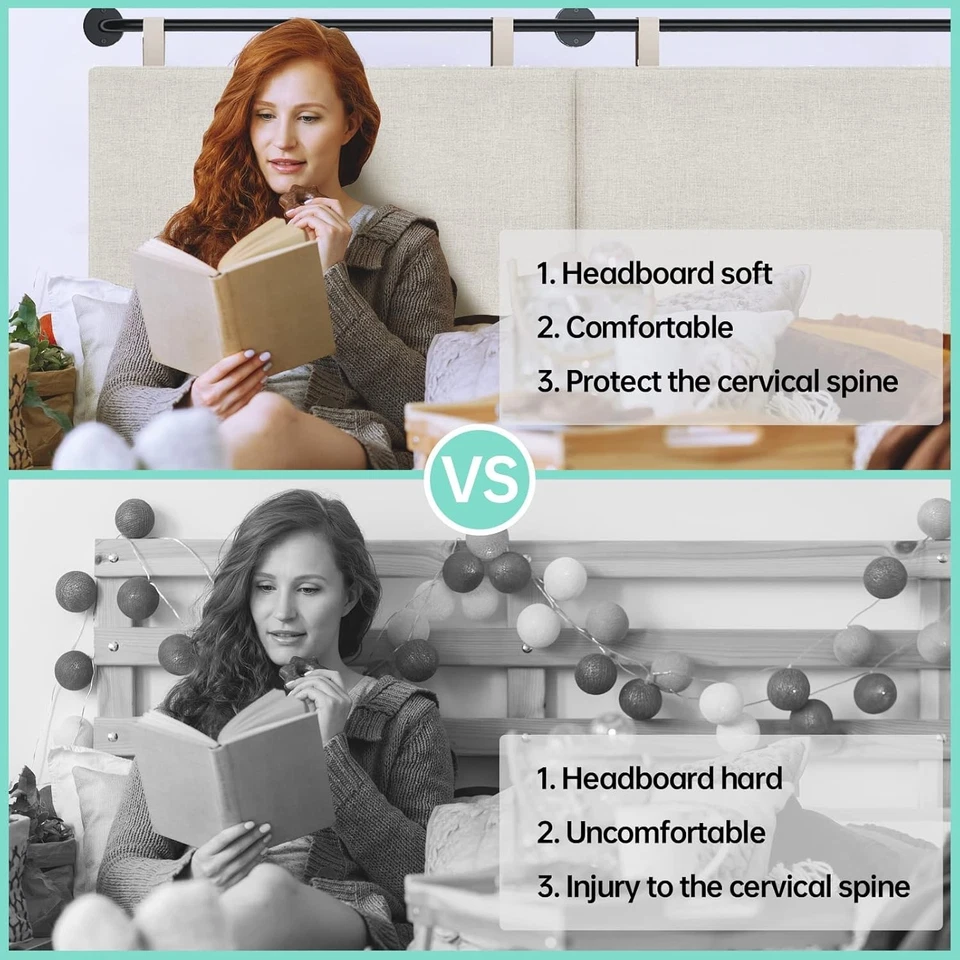 Cabecero, Cabeceros Queen Size Cabecero de Cama Montado en la Pared con Lino Queen Hea Foto 3 de 4