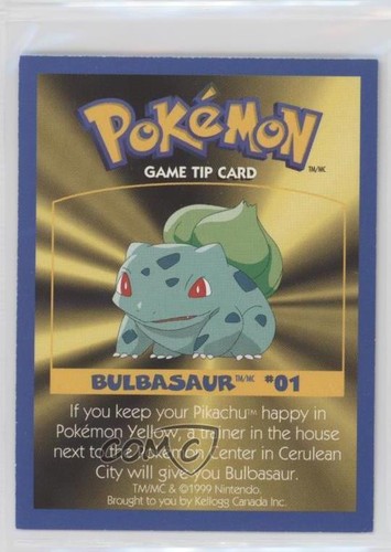 1999 Kellogg's Pokemon Game Tip Cards Bulbasaur #01 0lk4 | eBay