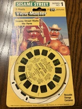 Vintage 1982 NOS Sesame Street View-Master 3D Reel Set - Series 1 - Visits Farm