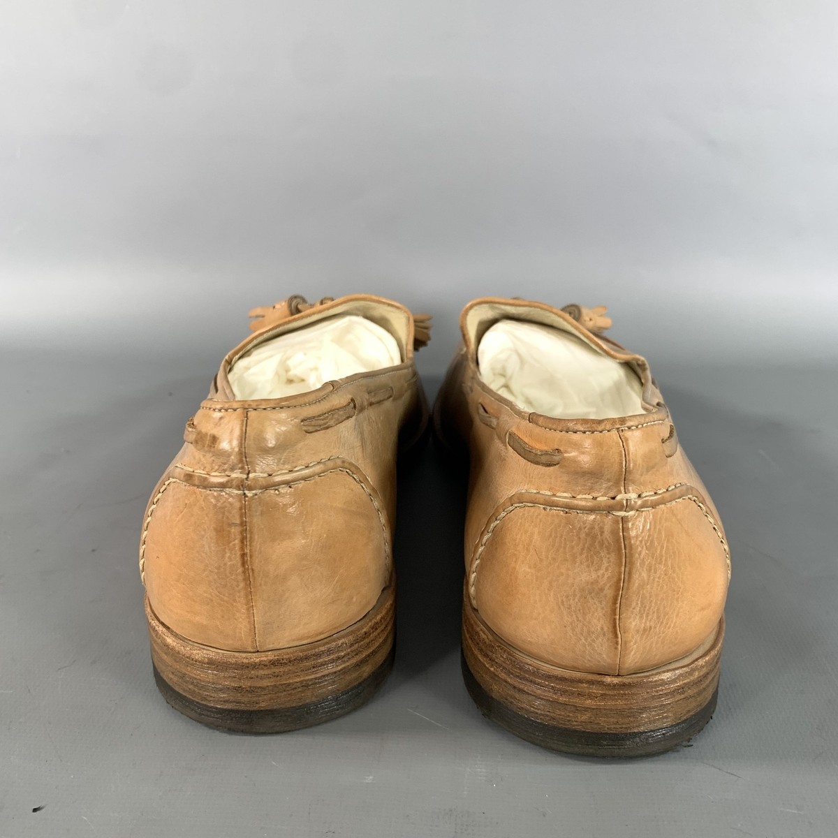 PAUL SMITH Size 10.5 Tan Antique Leather Tassels Loafers View 3