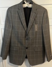 Michael Kors Grey Plaid Kelson 2 Button Men's Sport Coat Blazer NWT Size 38 Reg