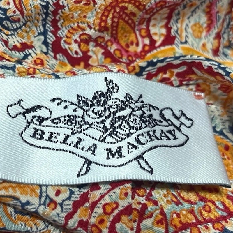 Blusa Top Bella Mackay Coral Cachemira Floral Halter Espalda Abierta Corbata Sin Mangas 2 Foto 3 de 3