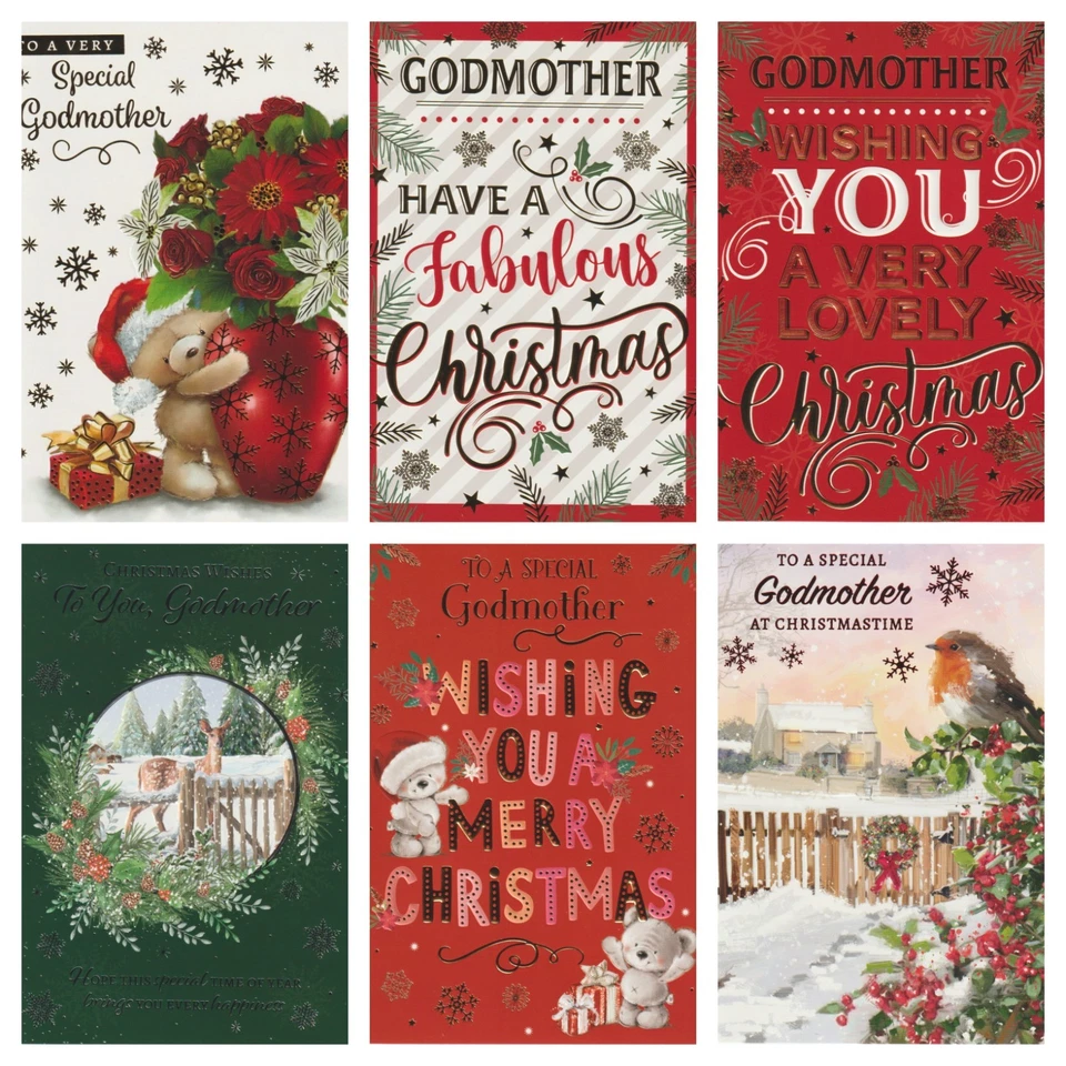 SIMPLY SAID / POPPY HILL ETC Godmother Christmas Card ~ With Love Godmother At Christmastime