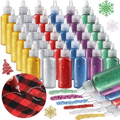 36 Pcs Glitter Glue 22g Washable Glittery Art Craft Glue Washable Painting Pe...