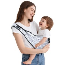 Baby Sling Carrier with Hip Seat - Adjustable  Safety Gray Feather