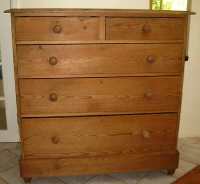 Antique Extra Large Hand Crafted Solid Pine Chest Of Drawers Huge