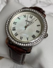 **Fossil Women's Emma ES3118 Brown Crocodile Leather Quartz Watch Pearl Dial**