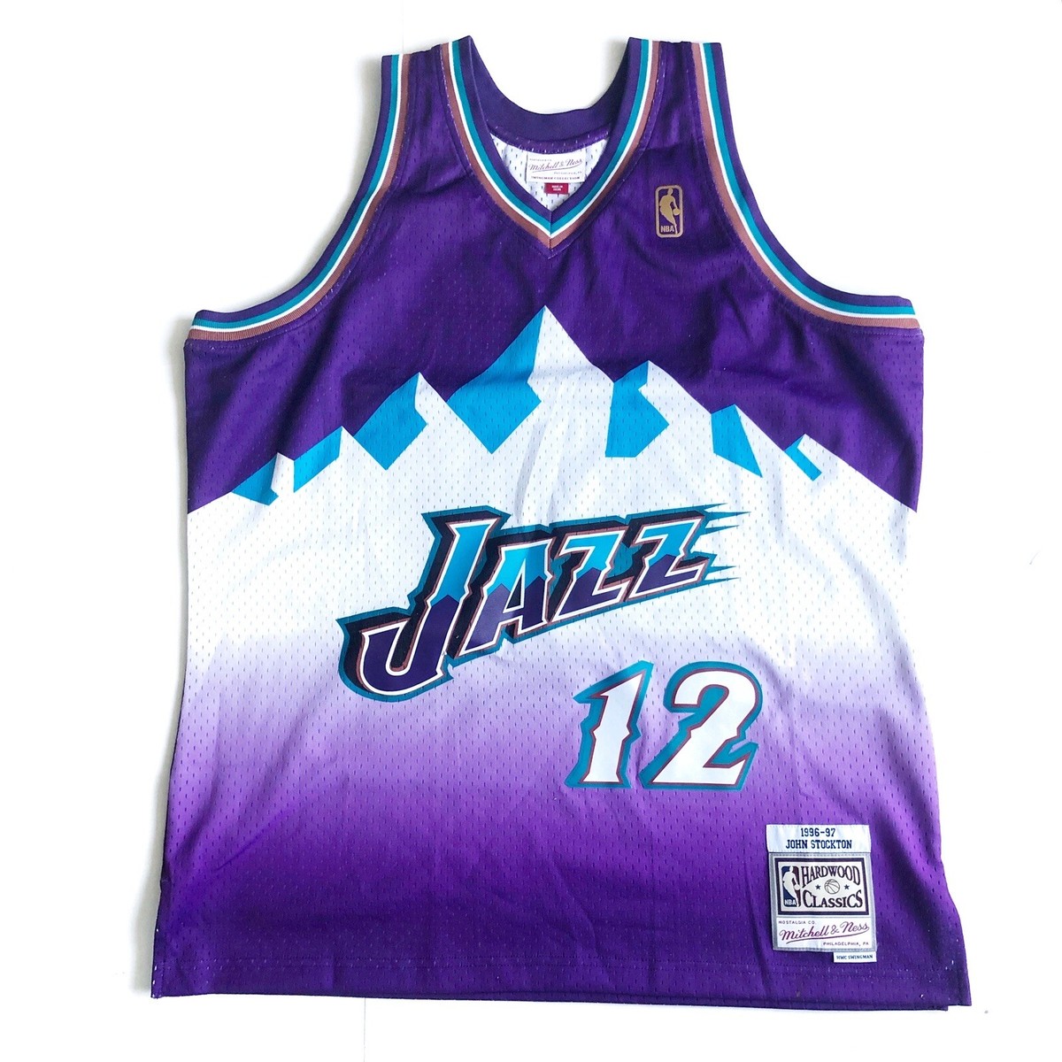 authentic mitchell &ness john Stockton #12 Purple utah jazz Jersey