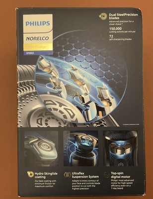 Philips Norelco 9000 Prestige Shaver W/Qi Charging Pad - Black 