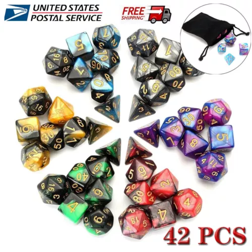 42pcs 7-die Polyhedral Dice For Dungeons & Dragons DND RPG D20 D12 Game Xmas Toy