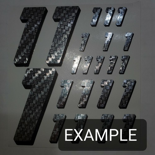 CARBON FIBER TEXTURED CHROME W/ BLACK #7's Racing DecalSheet 1/8-1/10-1/12RC - Picture 4 of 9