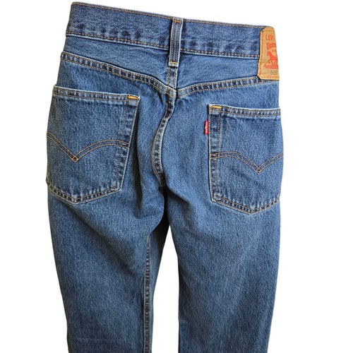 Jeans uomo Levis 505 34x34 pantalone denim lavaggio medio 100% cotone cuciture accento - Foto 6 di 8