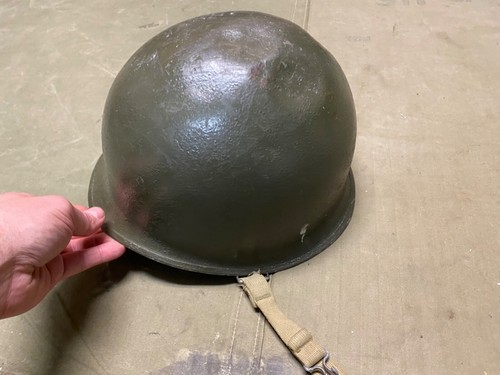 ORIGINAL WWII US ARMY M1 HELMET SHELL, FRONT SEAM, ORIGINAL PAINT - Picture 4 of 12