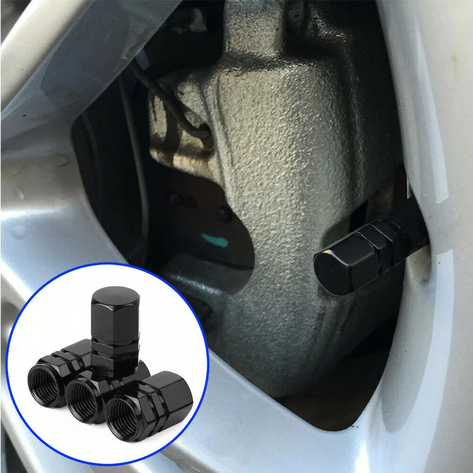 Tapa de válvula de neumático de coche de aluminio negro Tapa de vástago de rueda Cubierta de polvo de aire Accesorios Foto 2 de 4