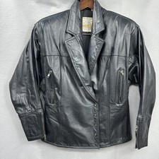 Vintage Together Leather Jacket Womens 10 Moto Structured Shoulder Retro Y2k 80s
