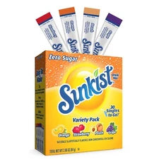 Sunkist Sugar-Free Variety Pack Singles-to-Go Powdered Drink Mix, 30 Count Packe