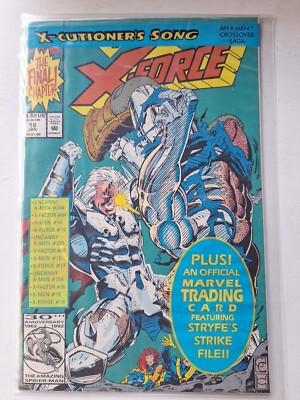 *X-Force* #18 hochwertige seltene Marvel Comics 1993 kostenlose Sammelkarte in versiegelter Tasche.