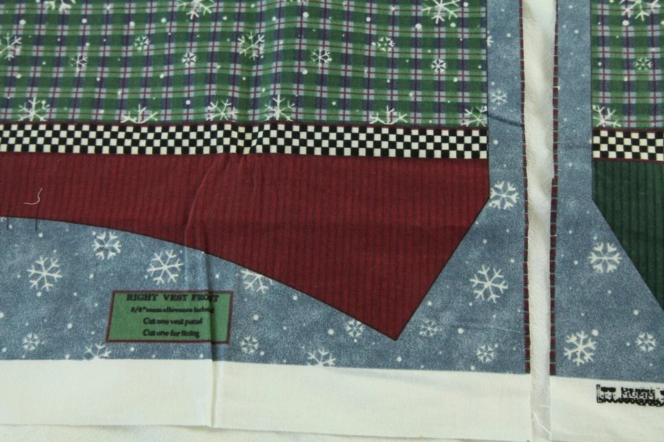 Debbie Mumm Invierno Locuras Chaleco Panel + Forro Tela Azul Copo de Nieve Pingüino Años 90 Foto 4 de 4