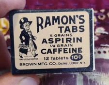 Vintage Ramon's Tabs Aspirin and Caffeine 10¢ with Contents and Original Box