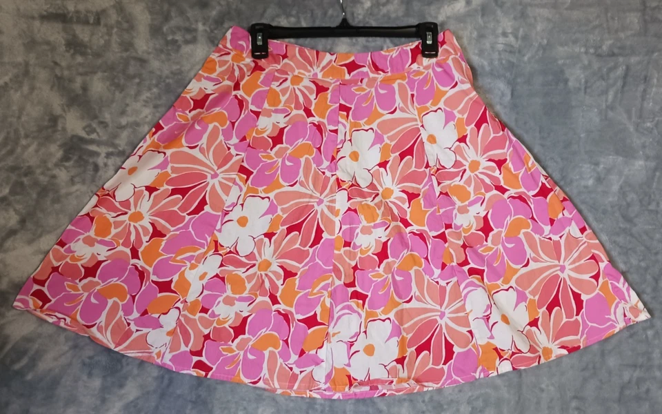 Falda St Johns Bay Petite Mujer 8P Elastizada Rosa Naranja Blanco Floral Cómoda Foto 2 de 4