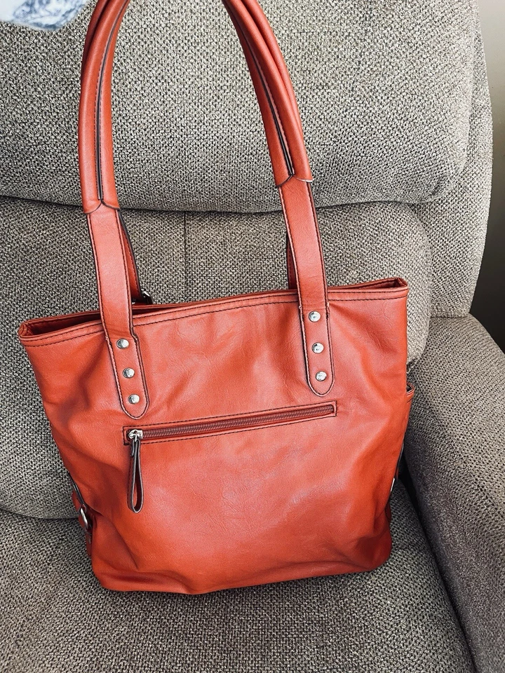 "De colección Reliquia Bandolera Rojo Naranja Cartera Imitación Cuero Bolso de Hombro Bolso de Mano 13x13x3.5""" Foto 4 de 4